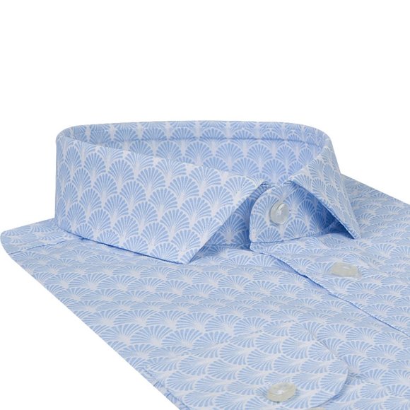 TWN Sky Blue Patterned Dress/Casual Shirt - Picture 2 of 4